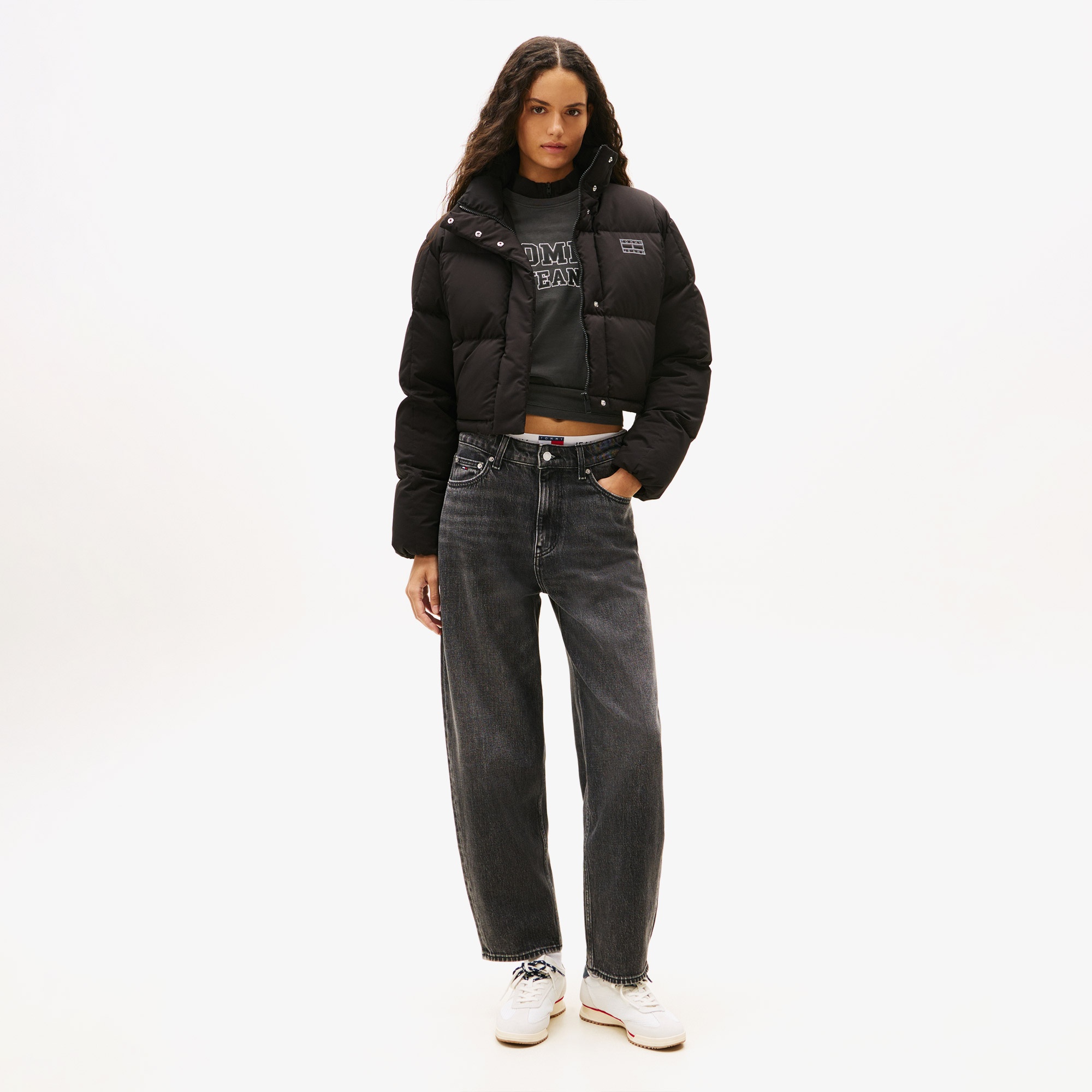 Tommy Jeans Alaska Crop Kadın Puffer Siyah Mont