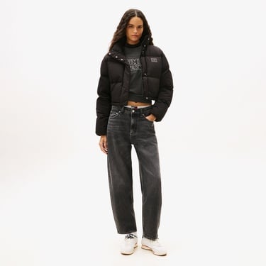  Tommy Jeans Alaska Crop Kadın Puffer Siyah Mont