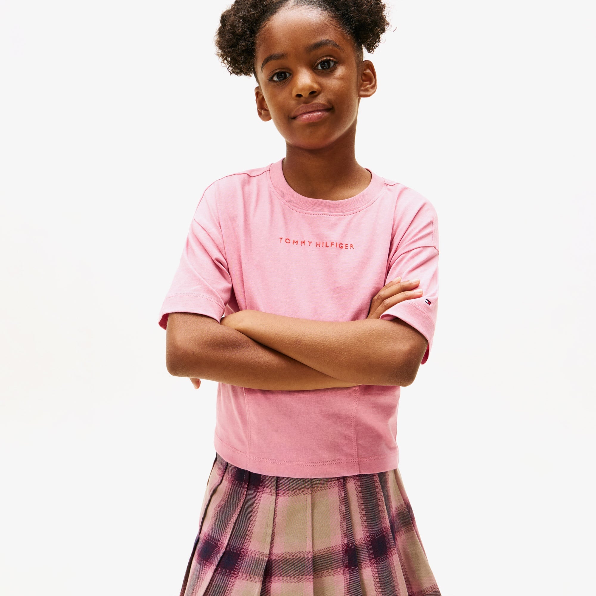 Tommy Hilfiger Mini Logo Shiny Rubber Çocuk Pembe T-Shirt