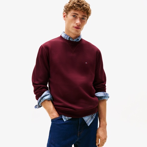  Tommy Hilfiger Essentials Seasonal Yuvarlak Yaka Erkek Bordo Sweatshirt