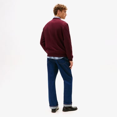  Tommy Hilfiger Essentials Seasonal Yuvarlak Yaka Erkek Bordo Sweatshirt