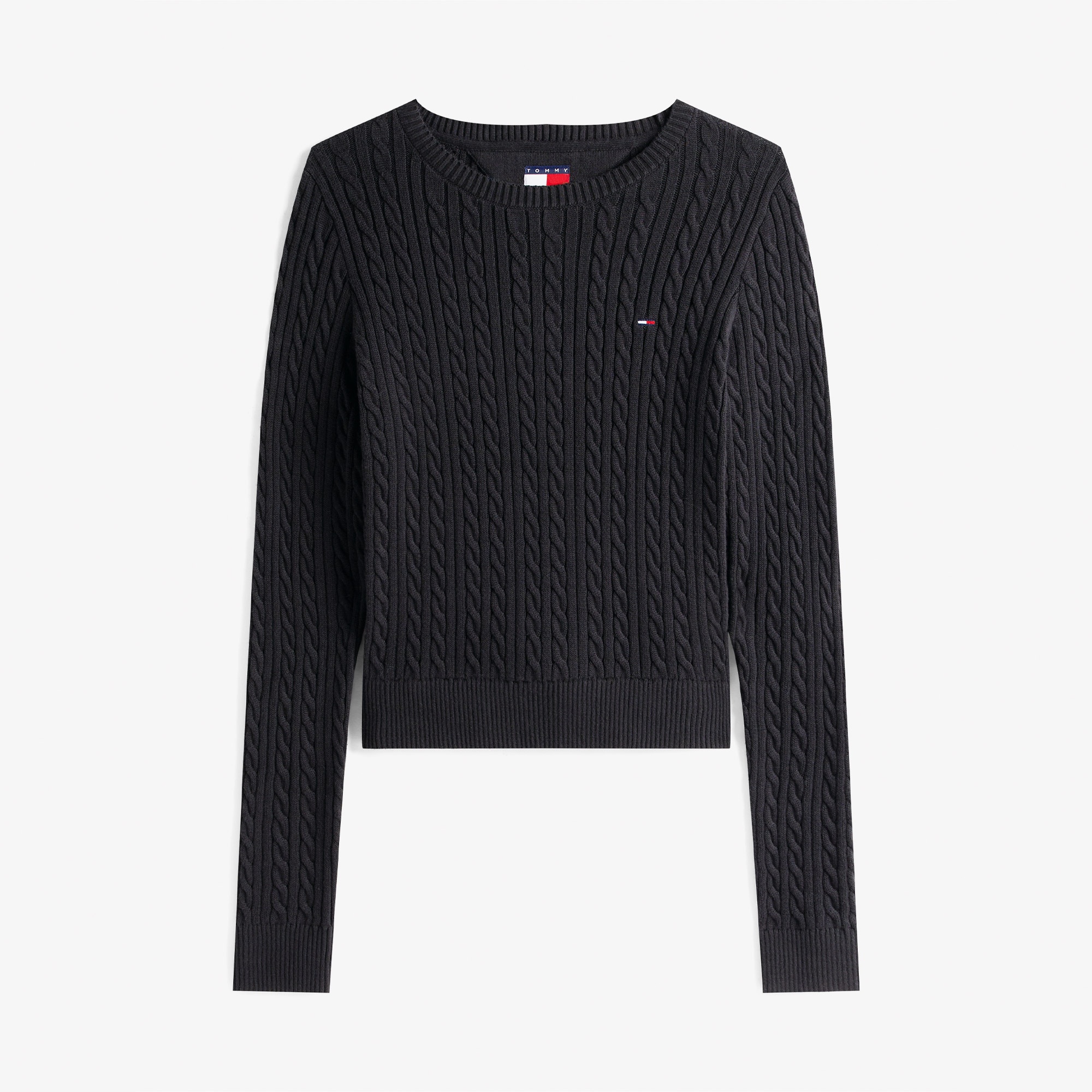 Tommy Jeans Cable Essential Kadın Siyah Kazak