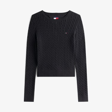  Tommy Jeans Cable Essential Kadın Siyah Kazak