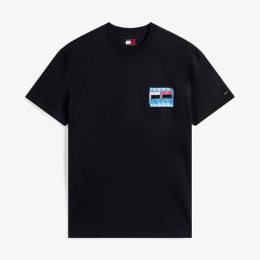  Tommy Jeans Regular Flag Play Erkek Siyah T-Shirt