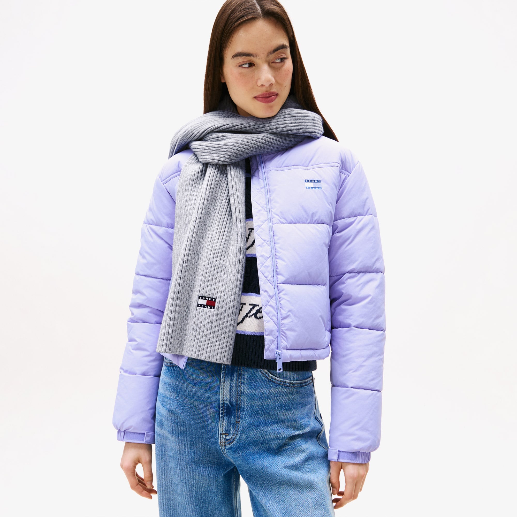 Tommy Jeans Heritage Core Kadın Gri Atkı