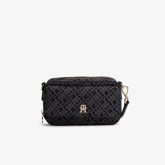  Tommy Hilfiger Icon Jacquard Kadın Siyah Çapraz Çanta