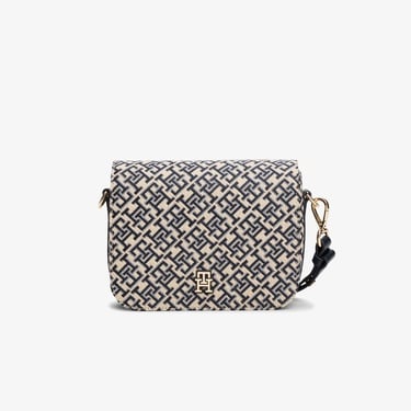  Tommy Hilfiger Jacquard Flap Kadın Mavi Çapraz Çanta