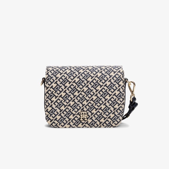  Tommy Hilfiger Jacquard Flap Kadın Mavi Çapraz Çanta