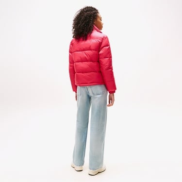  Tommy Jeans Hood Essentials Kadın Pembe Puffer Mont