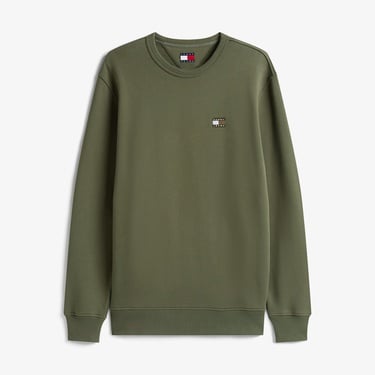  Tommy Jeans Regular Badge Erkek Yeşil Sweatshirt
