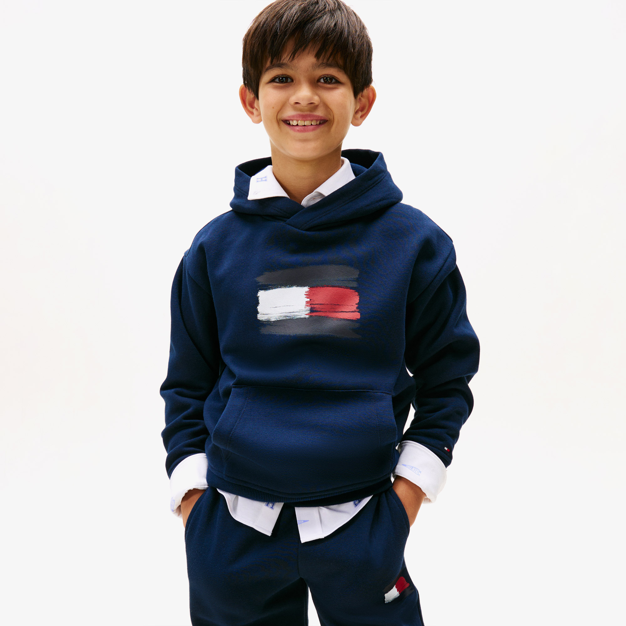  Tommy Hilfiger Flag Çocuk Lacivert Hoodie