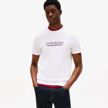  Tommy Hilfiger Brand Love Erkek Beyaz T-Shirt