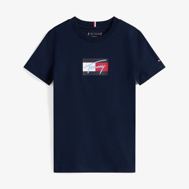  Tommy Hilfiger Flag Çocuk Lacivert T-Shirt