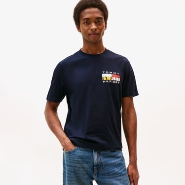  Tommy Hilfiger Colour Flag Erkek Lacivert T-Shirt