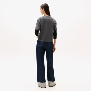  Tommy Jeans Leopard Varsity Kadın Siyah T-Shirt