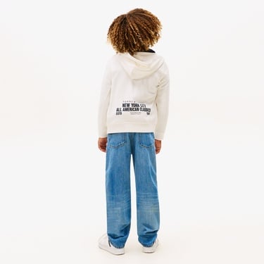  Tommy Hilfiger Print Çocuk Fermuarlı Beyaz Hoodie