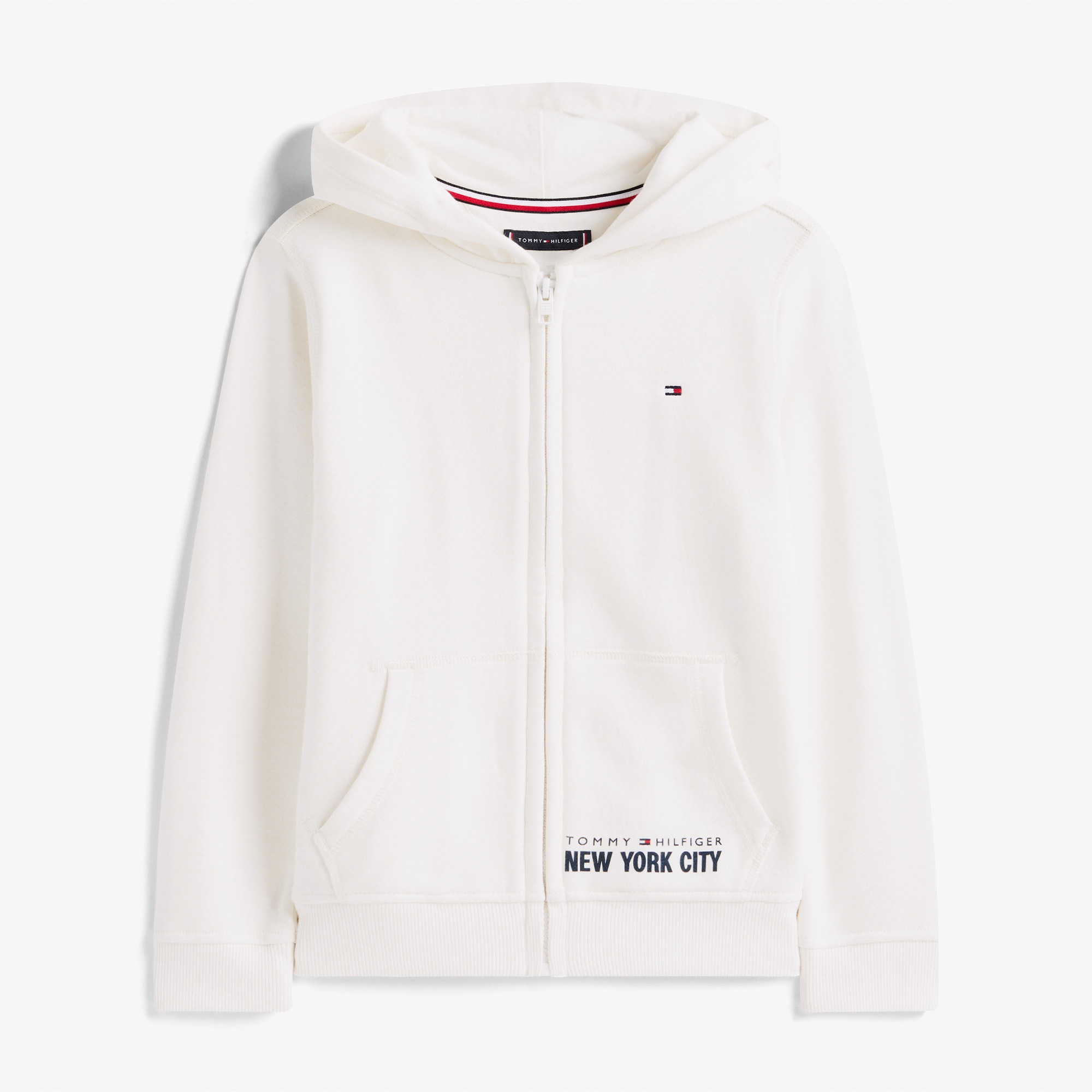 Tommy Hilfiger Print Çocuk Fermuarlı Beyaz Hoodie