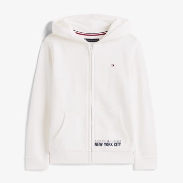  Tommy Hilfiger Print Çocuk Fermuarlı Beyaz Hoodie