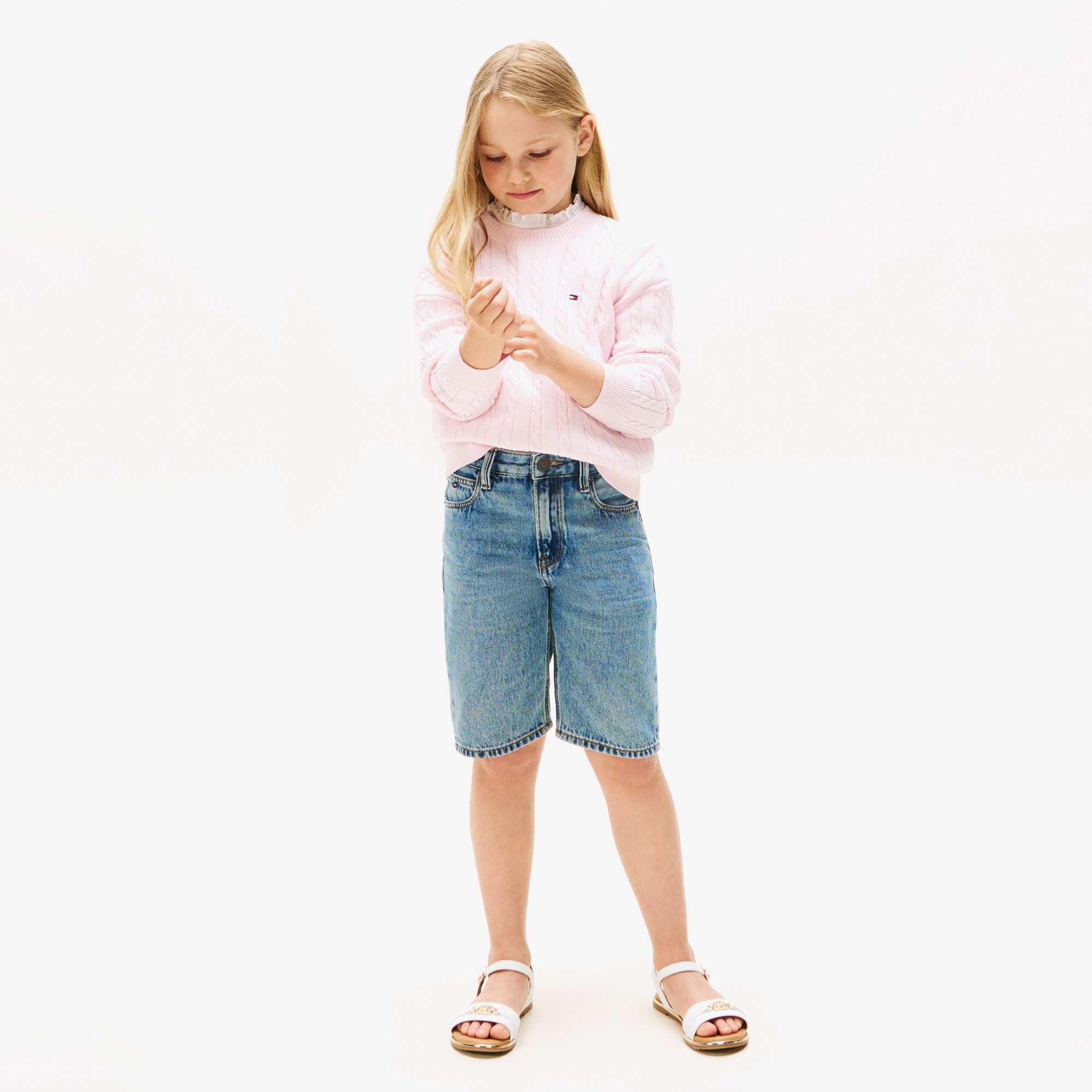 Tommy Hilfiger Cable Çocuk Pembe Kazak