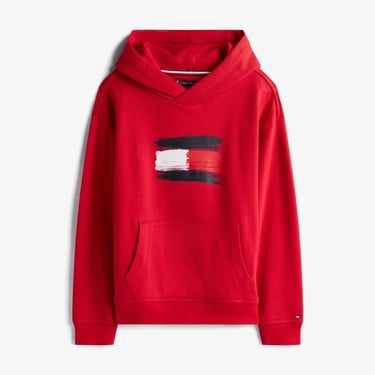  Tommy Hilfiger Flag Çocuk Kırmızı Hoodie
