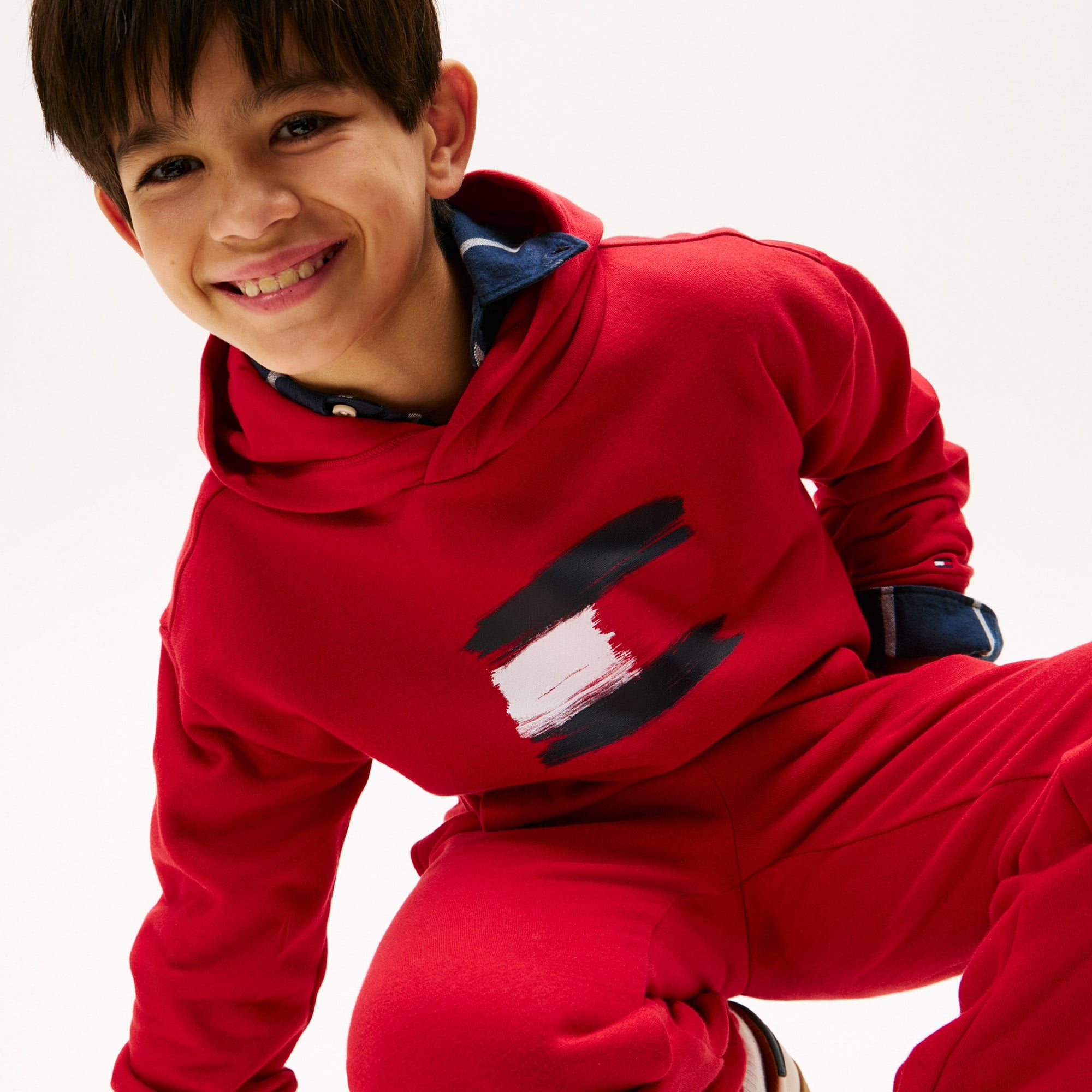 Tommy Hilfiger Flag Çocuk Kırmızı Hoodie