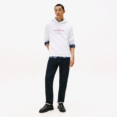  Tommy Hilfiger Oval Graphic Erkek Beyaz Hoodie