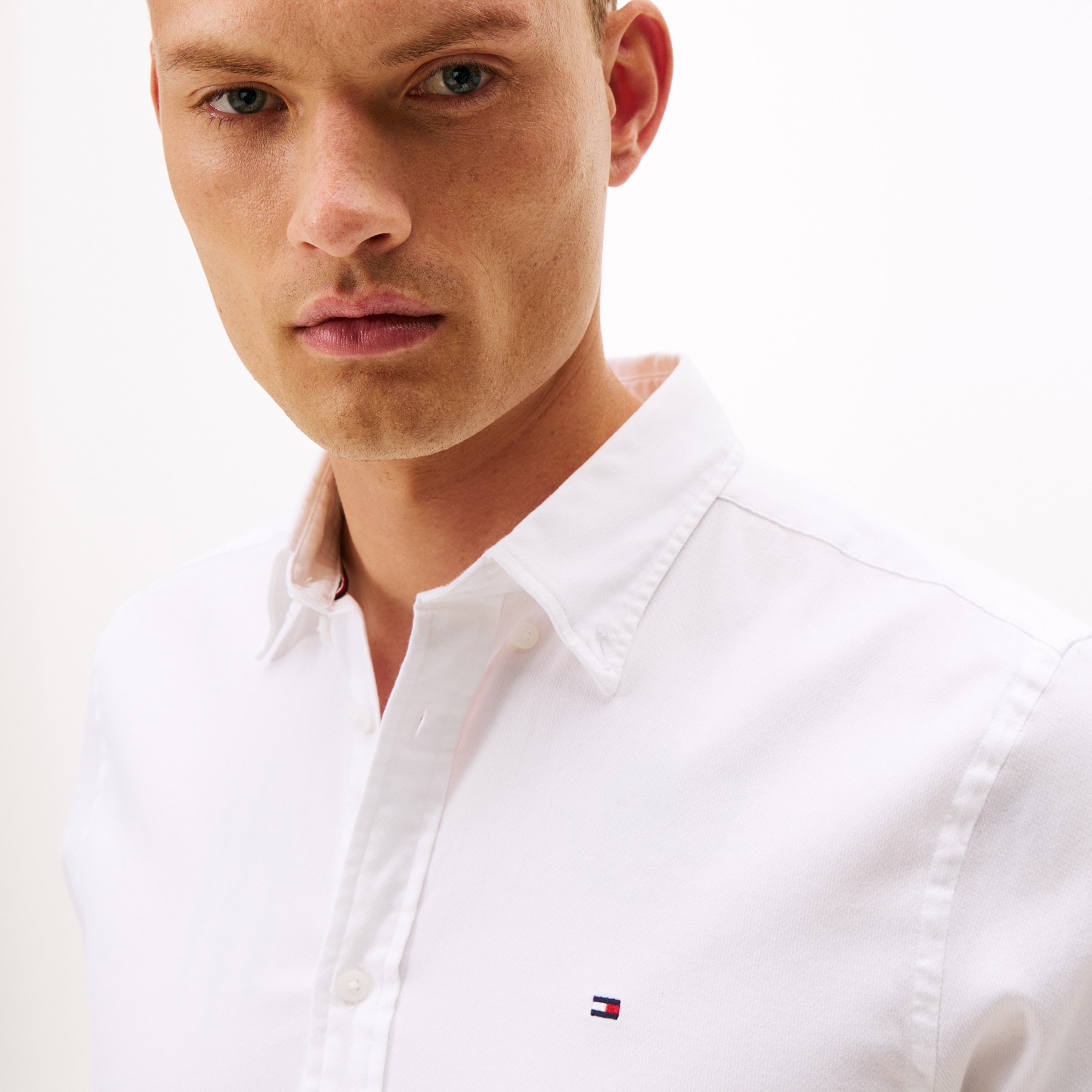 Tommy Hilfiger Dobby Erkek Beyaz Gömlek