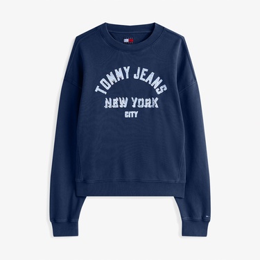  Tommy Jeans Varsity Overdye Kadın Mavi Sweatshirt
