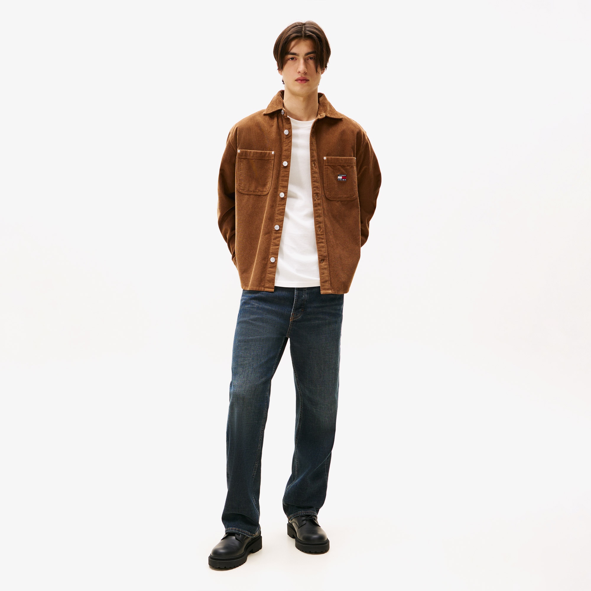 Tommy Jeans Relax Washed Cord Erkek Kahverengi Gömlek