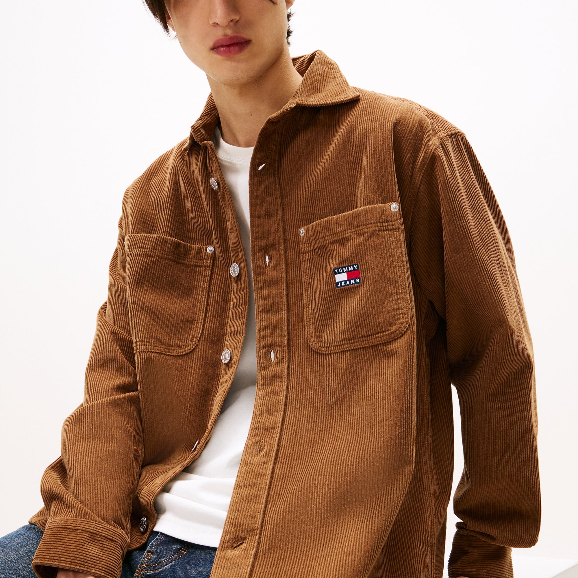 Tommy Jeans Relax Washed Cord Erkek Kahverengi Gömlek