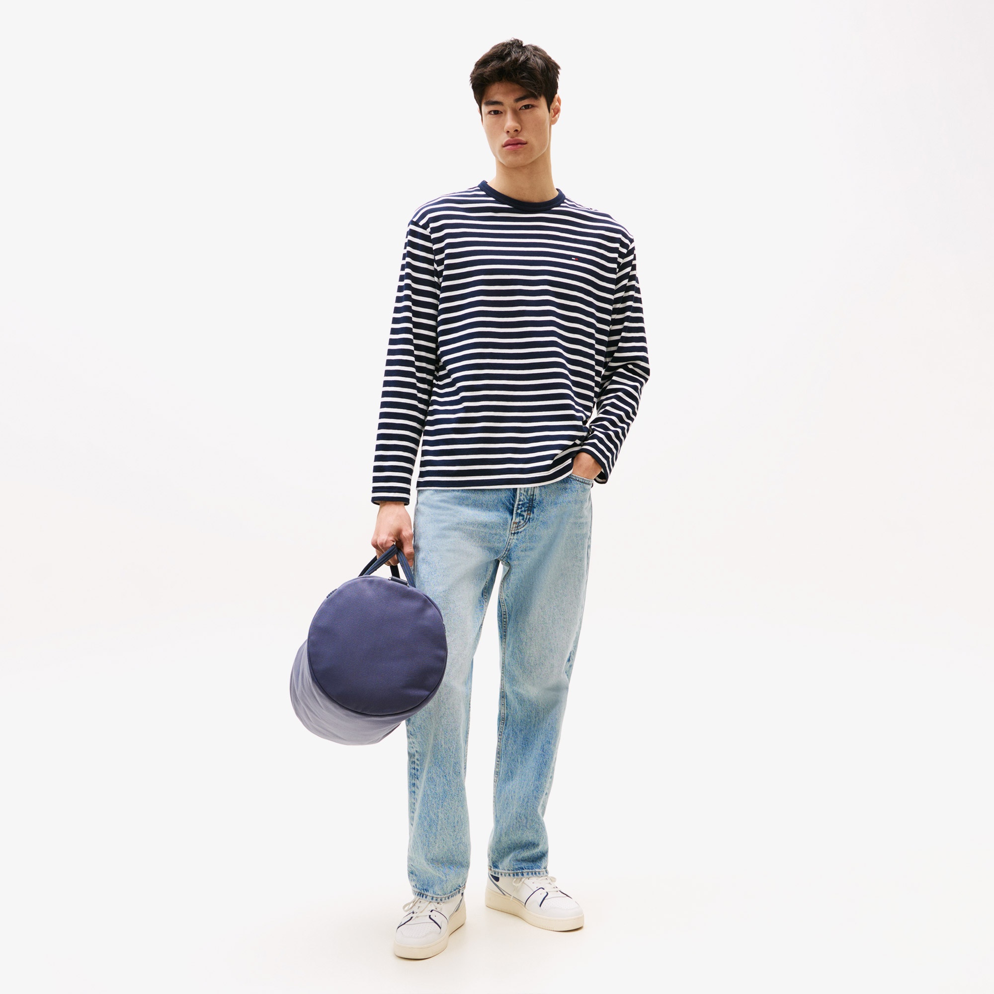Tommy Jeans Regular Breton Stripe Erkek Mavi T-Shirt