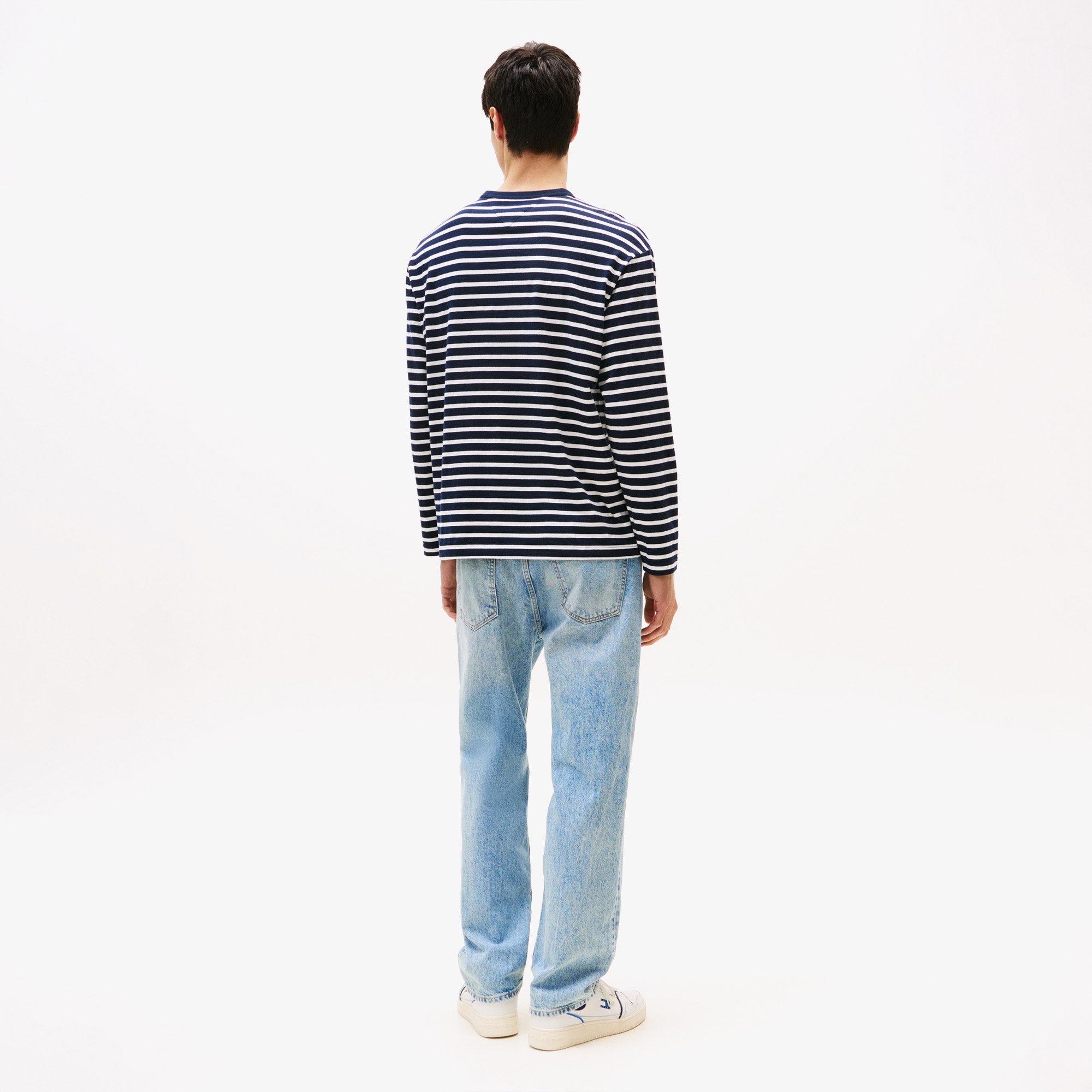 Tommy Jeans Regular Breton Stripe Erkek Mavi T-Shirt