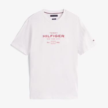  Tommy Hilfiger Stack Graphic Erkek Beyaz T-Shirt