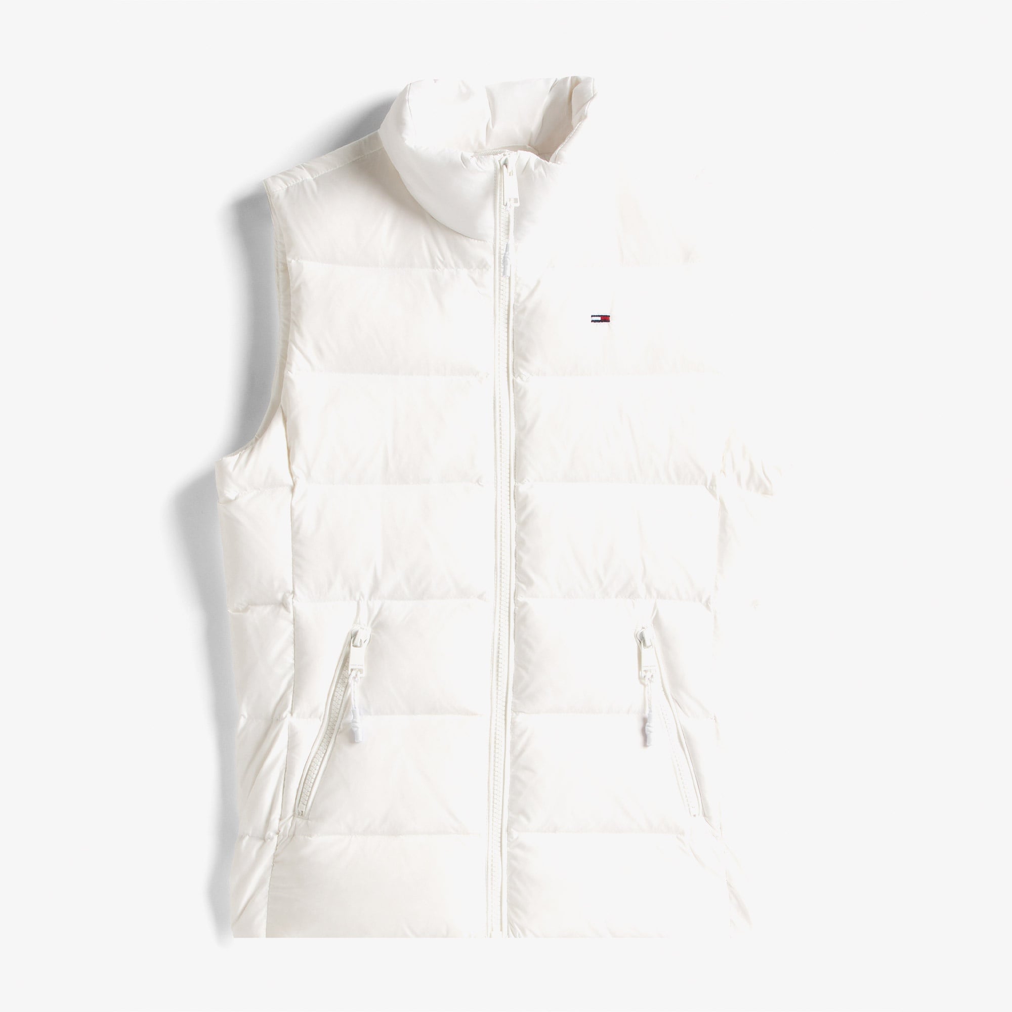 Tommy Jeans Slim Zip Print Down Kadın Beyaz Yelek