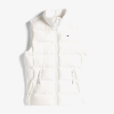  Tommy Jeans Slim Zip Print Down Kadın Beyaz Yelek