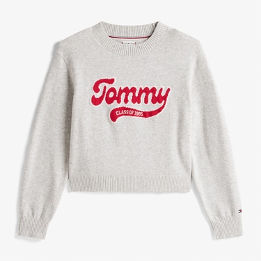  Tommy Hilfiger Logo Çocuk Gri Kazak