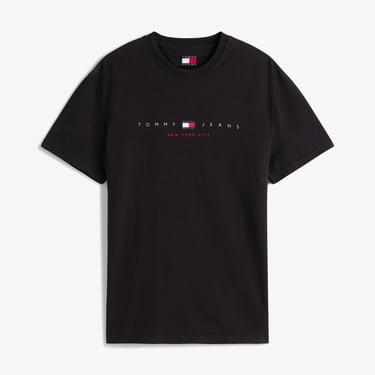  Tommy Jeans Regular Flag Linear Erkek Siyah T-Shirt