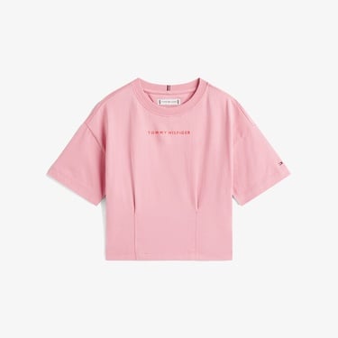  Tommy Hilfiger Mini Logo Shiny Rubber Çocuk Pembe T-Shirt