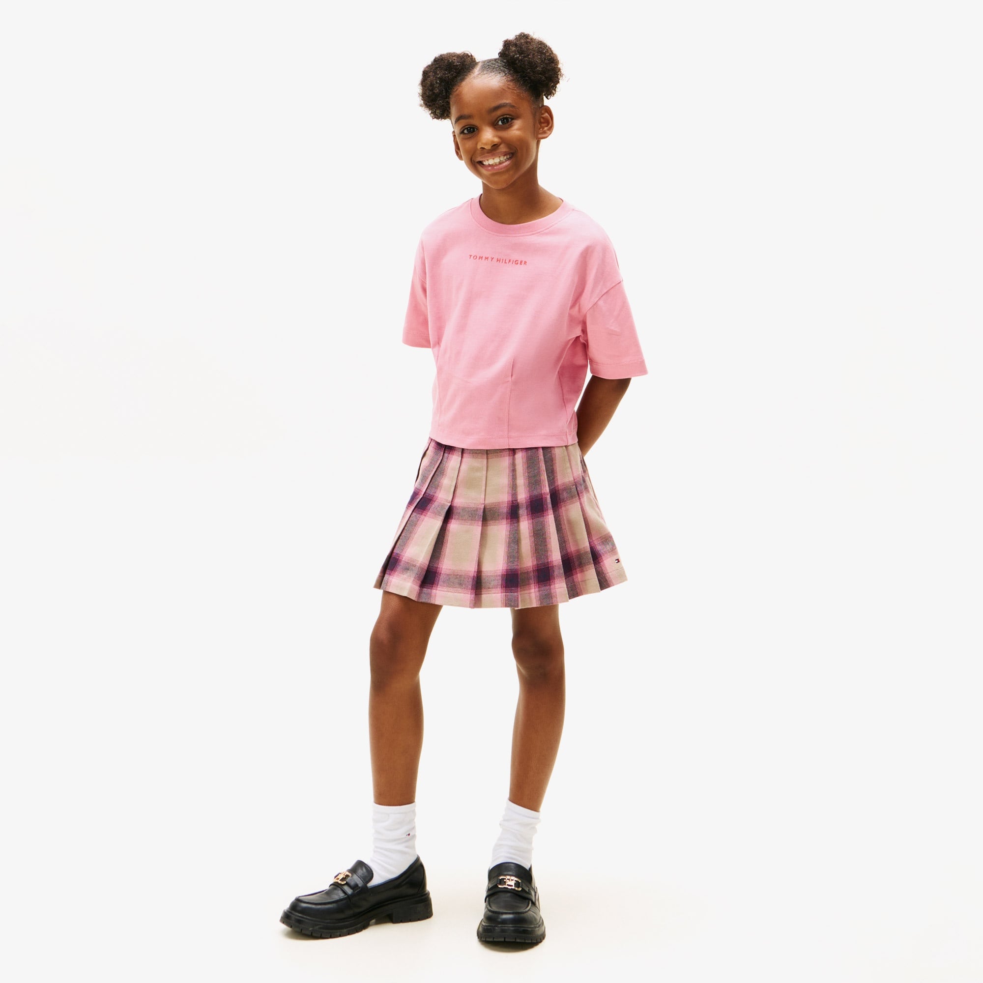 Tommy Hilfiger Mini Logo Shiny Rubber Çocuk Pembe T-Shirt