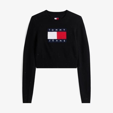  Tommy Jeans Sparkle Flag Kadın Siyah Kazak