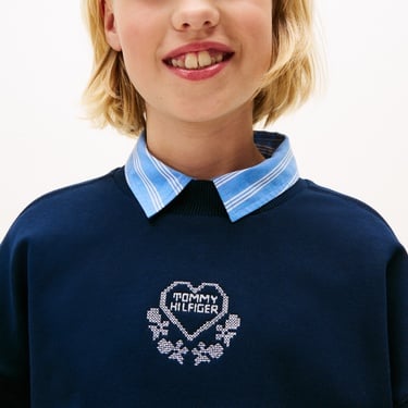  Tommy Hilfiger Embroidered Heart Çocuk Lacivert Sweatshirt