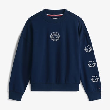  Tommy Hilfiger Embroidered Heart Çocuk Lacivert Sweatshirt