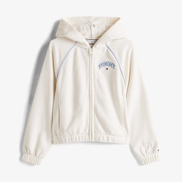  Tommy Hilfiger Varsity Çocuk Fermuarlı Beyaz Hoodie