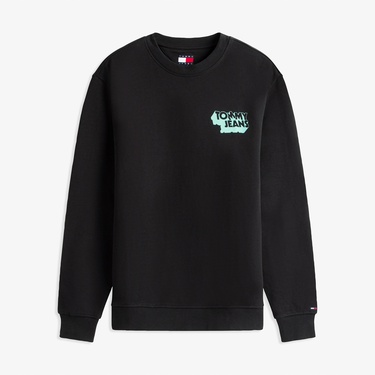 Tommy Jeans Regular Stack Erkek Siyah Sweatshirt