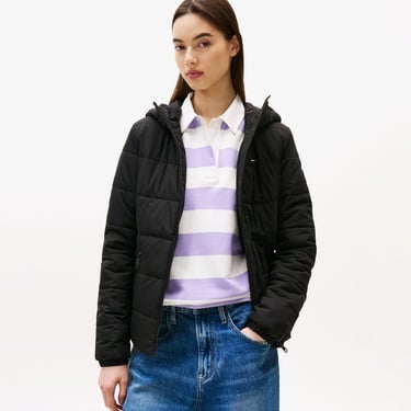  Tommy Jeans Slim Padded Kadın Siyah Puffer Mont
