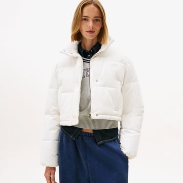  Tommy Jeans Cord Kadın Puffer Beyaz Mont