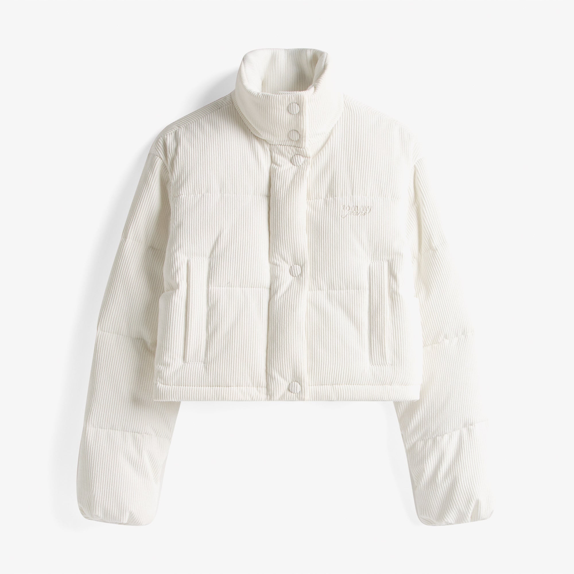 Tommy Jeans Cord Kadın Puffer Beyaz Mont