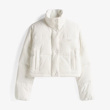  Tommy Jeans Cord Kadın Puffer Beyaz Mont