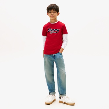 Tommy Hilfiger Varsity Interlock Çocuk Kırmızı T-Shirt