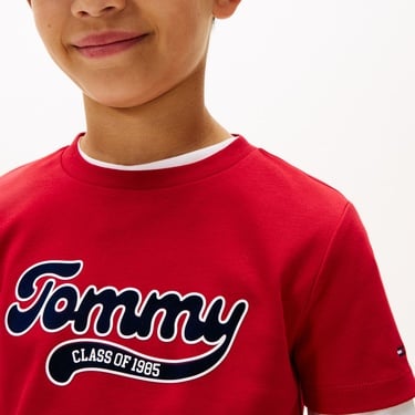  Tommy Hilfiger Varsity Interlock Çocuk Kırmızı T-Shirt